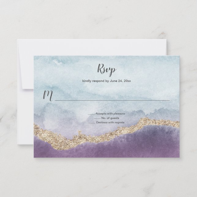 Contemporary Lila Turquise och Guld Marble | OSA Kort (Framsida)