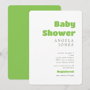Contemporary Lime Green Neutralt Baby Shower Inbjudningar