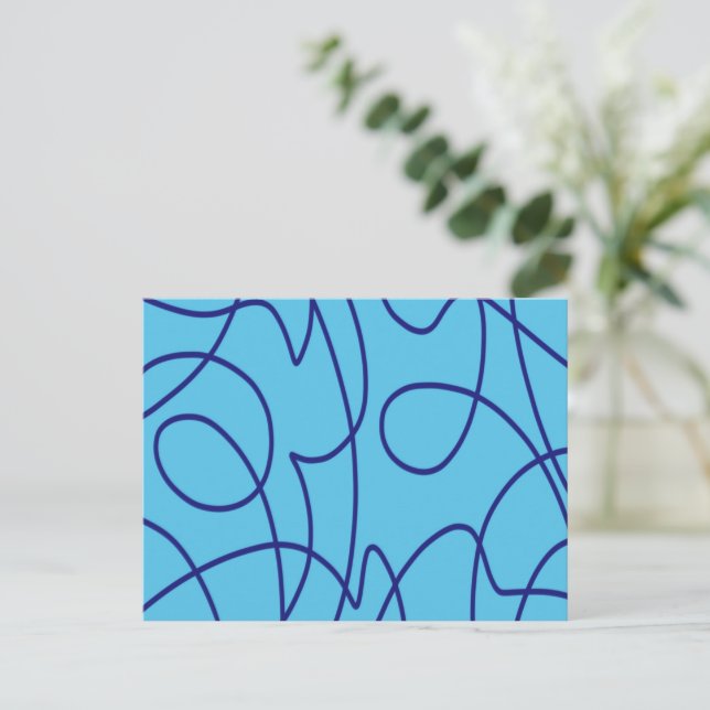 Contemporary Line Art i Blue Vykort (Stående Fram)