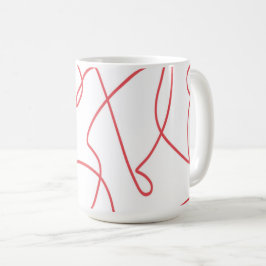Contemporary Line Art: Röd och vit Kaffemugg