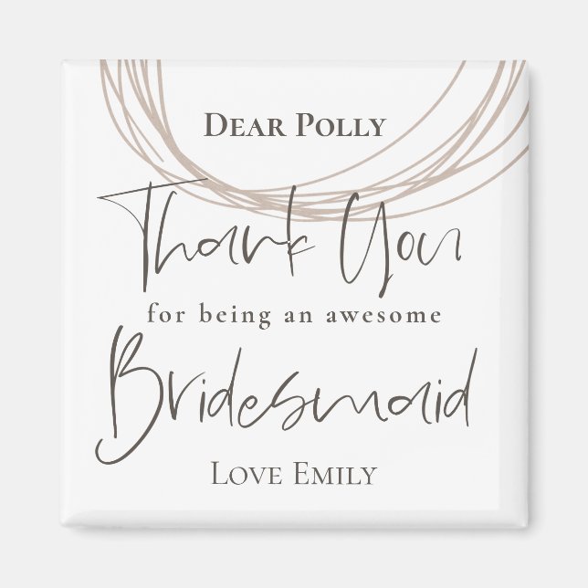 Contemporary Linjer Tack Bridesmaid Gift Magnet (Framsidan)