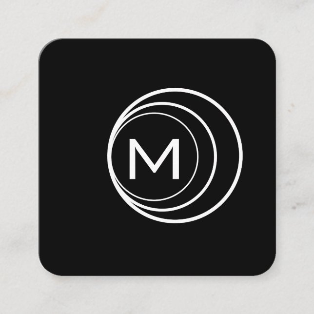 Contemporary Logotyp Monogram (svart/Grått) Fyrkantigt Visitkort (Framsida)