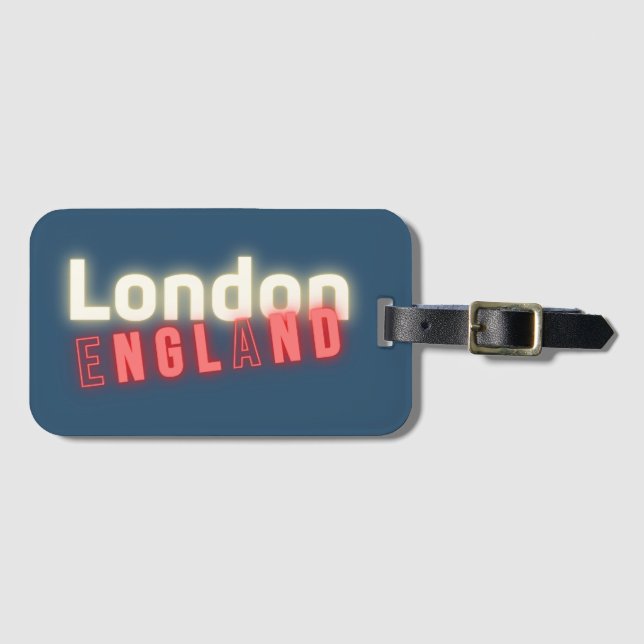 Contemporary London Neon Ljus Typography Bagagebricka (Framsida horisontal)
