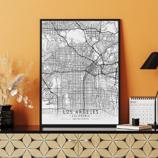 Contemporary Los Angeles California Street Karta Poster