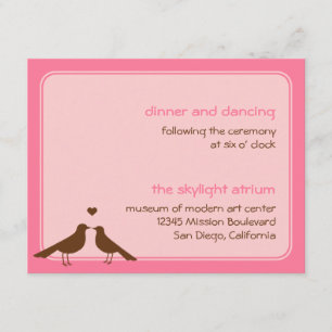 Contemporary love birds rosa bröllopsmottagning tilläggskort