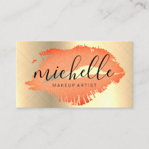 Contemporary Makeup Artist Kiss Stain Metallic Visitkort
