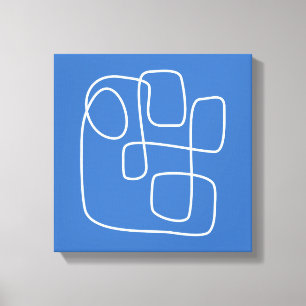 Contemporary Minimalist Line Art Teckning i Blue Canvastryck