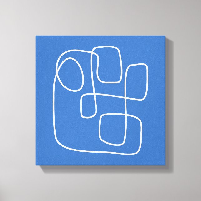 Contemporary Minimalist Line Art Teckning i Blue Canvastryck (Framsida)