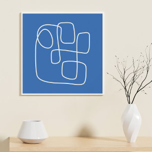Contemporary Minimalist Line Art Teckning i Blue Poster