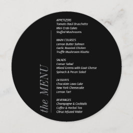 Contemporary Minimalistisk svart och vit Bröllop Meny