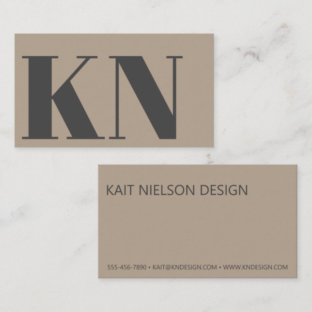 Contemporary Minimalistiskt fet monogram Grått Visitkort (Fram/baksida)