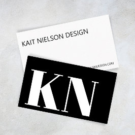Contemporary - minimalistiskt svartfet Monogram Visitkort
