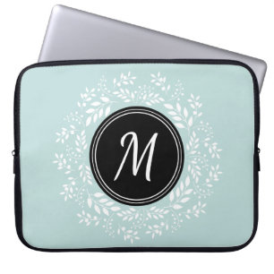 Contemporary Mint Blommigt Anpassningsbar för andn Laptop Sleeve