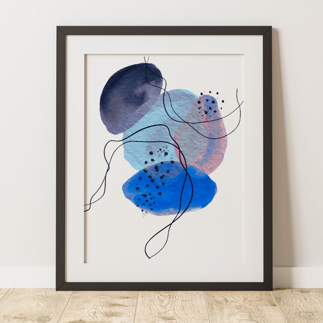 Contemporary Modern Abstrakt Art Blue Navy Black Poster (Skapare uppladdad)