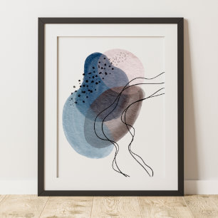Contemporary Modern Abstrakt Art Blue Rosa Black Poster