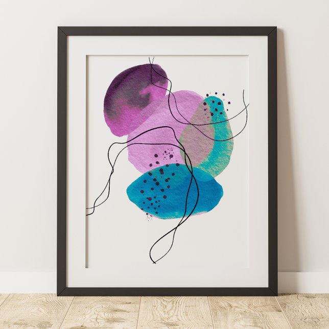 Contemporary Modern Abstrakt Art Lila Black Poster (Skapare uppladdad)