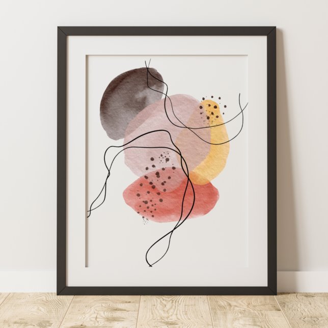 Contemporary Modern Abstrakt Art Rosa Gult Black Poster (Skapare uppladdad)