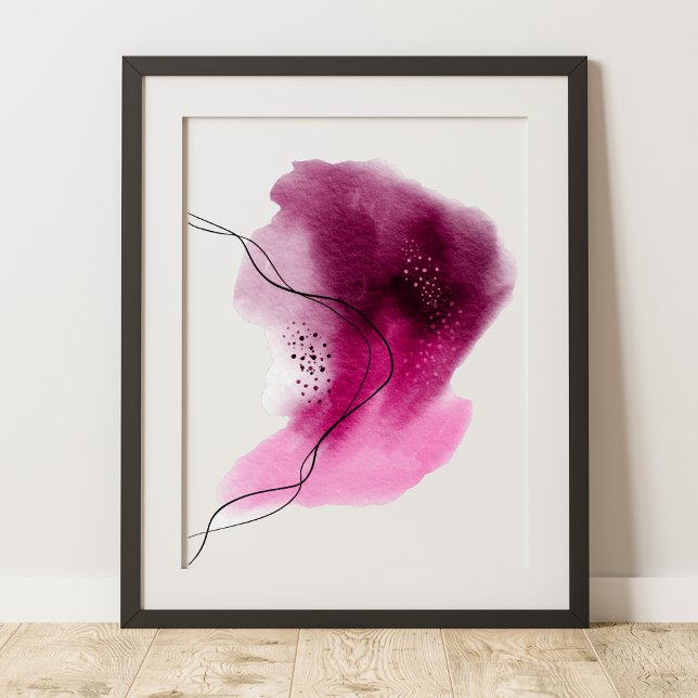 Contemporary Modern Abstrakt Rosa Black Watercolor Poster (Skapare uppladdad)