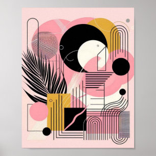 Contemporary Modern Abstrakt Rosa Gult Black Poster