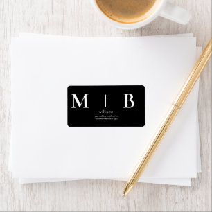 Contemporary Modern B/W Monogram Bröllop Adress Adressetikett