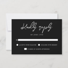 Contemporary Modern Black and White Bröllop OSA Kort