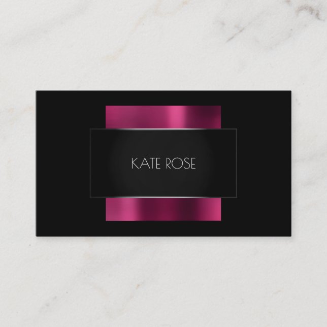 Contemporary Modern Black Silver Burgundy Metallic Visitkort (Framsida)