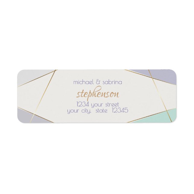 Contemporary Modern Geometric Rand Mint Violet Returadress Etikett (Framsidan)