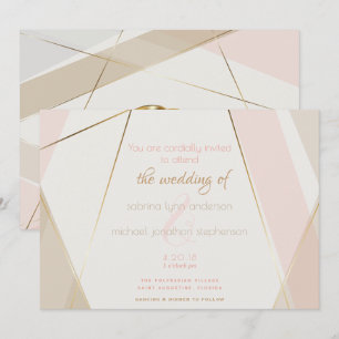 Contemporary Modern Geometric Rand  Sand Inbjudningar
