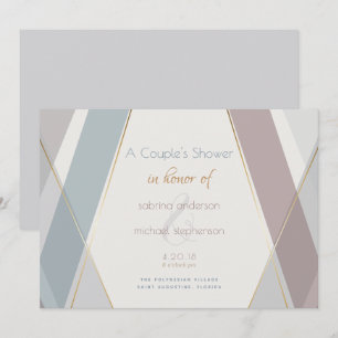 Contemporary Modern Geometric Rand Taupe Slate Inbjudningar