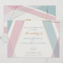 Contemporary Modern Geometric Rand Teal Ro Inbjudningar