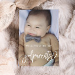 Contemporary modern Godparent frieri fotokort Inbjudningar<br><div class="desc">Ett fet och trendig-typografi: välj ett fotokort som dina gudföräldrar frieri. Enkel att anpassa sig med ditt baby bild och ditt anpassningsbar-budskap till de framtida Godföräldrarna. Fullständigt anpassade färg för teckensnitt och bakgrund.</div>