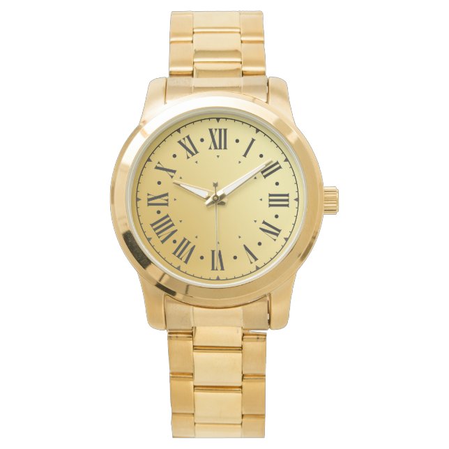 Contemporary Modern Guld Teal Manar bevakning Armbandsur (Framsida)