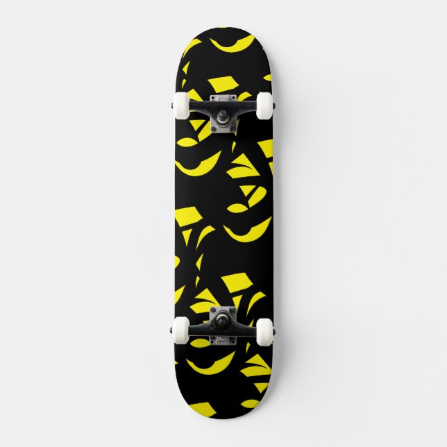 Contemporary Modern Gult / Svart Mini Skateboard Bräda 18,5 Cm (Framsida)