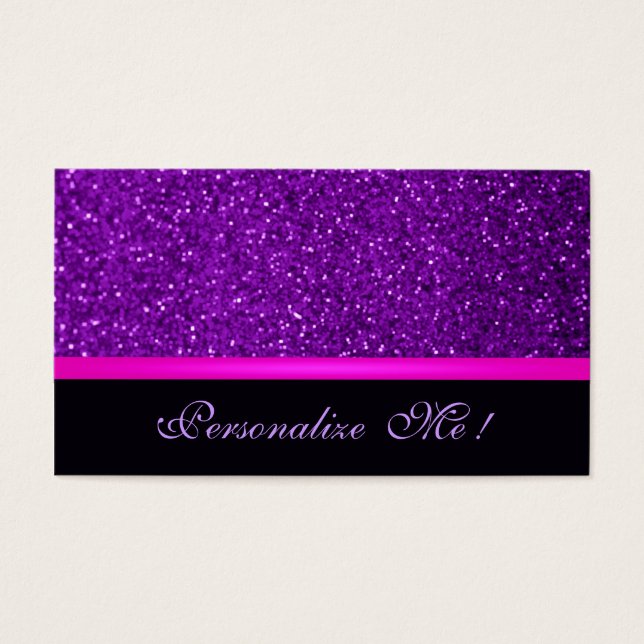 Contemporary Modern Lila Trendig Girly Glitter Visitkort (Framsidan)
