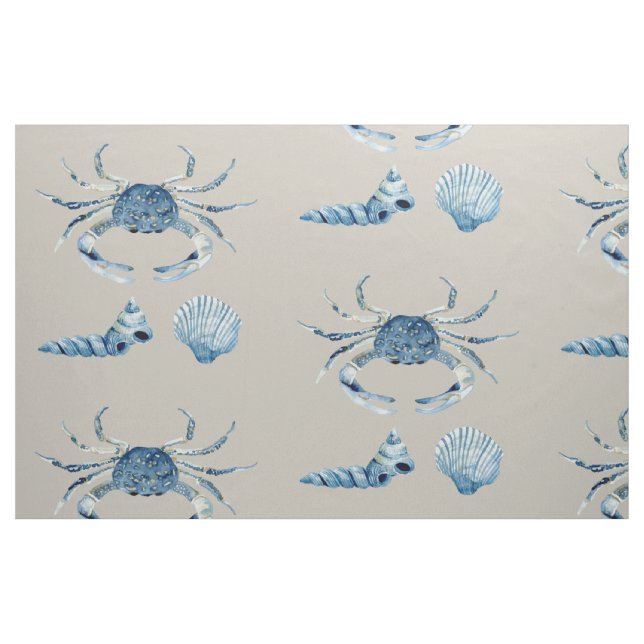 Contemporary Modern Snäckor för blå  Tyg (Fat Quarter)