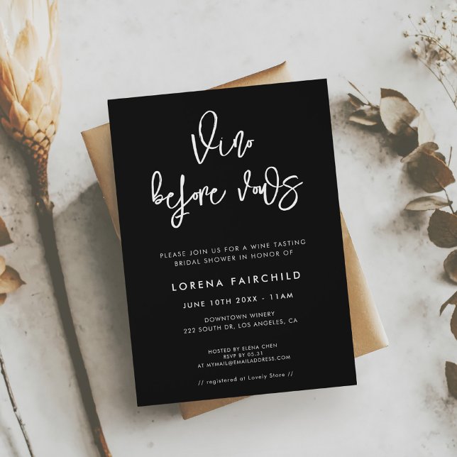 Contemporary modern svart Vino före vingar Inbjudningar (Skapare uppladdad)