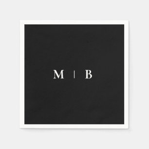 Contemporary Modern svartvit monogram Pappersservett