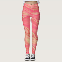 Contemporary Modern Trendig Gult och Rosa Leggings