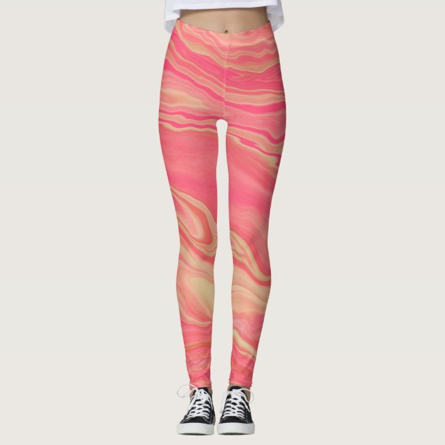 Contemporary Modern Trendig Gult och Rosa Leggings (Framsida)