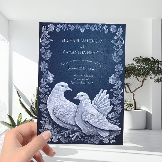 Contemporary Modern White Doves Bröllop Inbjudningar (Skapare uppladdad)