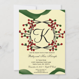 Contemporary Monogram julfest Inbjudningar