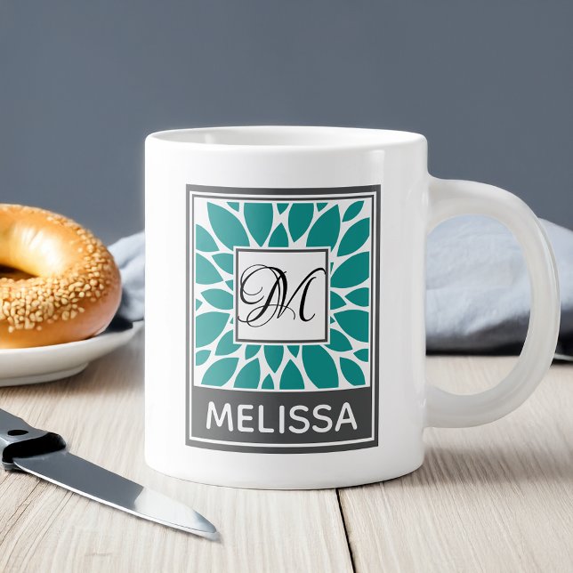 Contemporary Monogram och Namn Jumbo Mugg (Start your morning!!!)