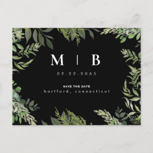 Contemporary, monogram svart Spara datum Meddelande Vykort