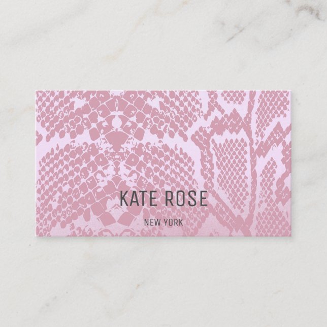 Contemporary Monokromatisk Rosa av Python Skin Visitkort (Framsida)