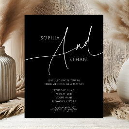 Contemporary Moody Black Bröllop Inbjudningar