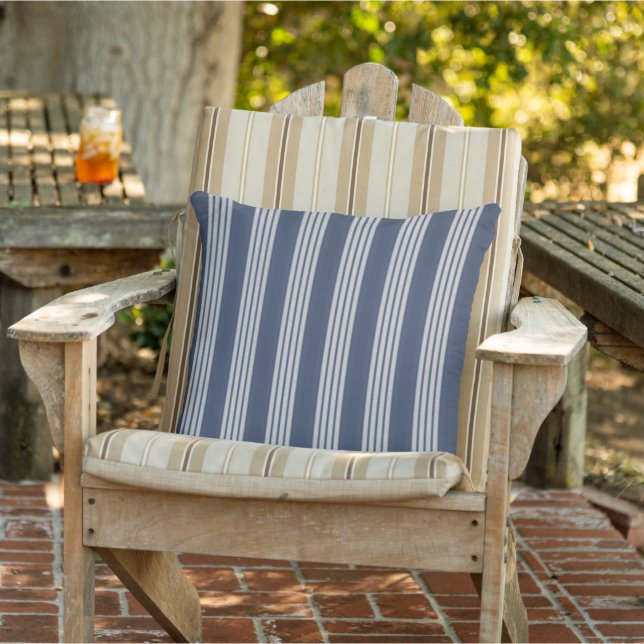 Contemporary Mörk blått Grått stripe Mönster Kudde (Stol)
