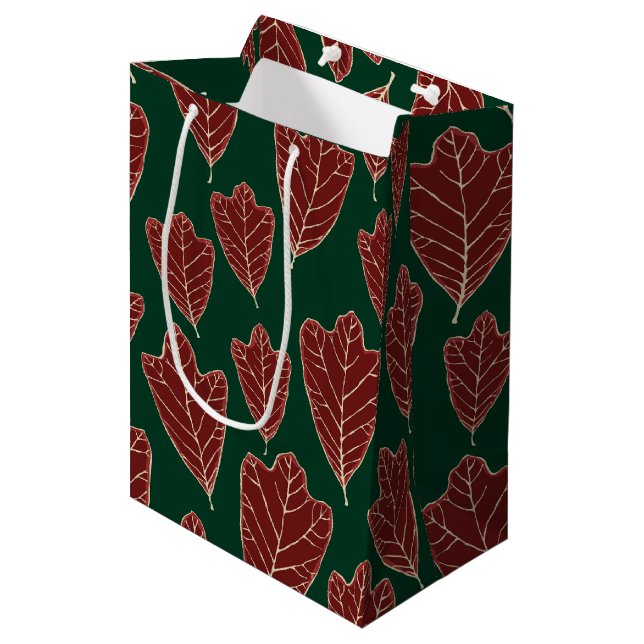 Contemporary Oak Löv Mönster Medium Gift-påse (Framsidan Vinklad)