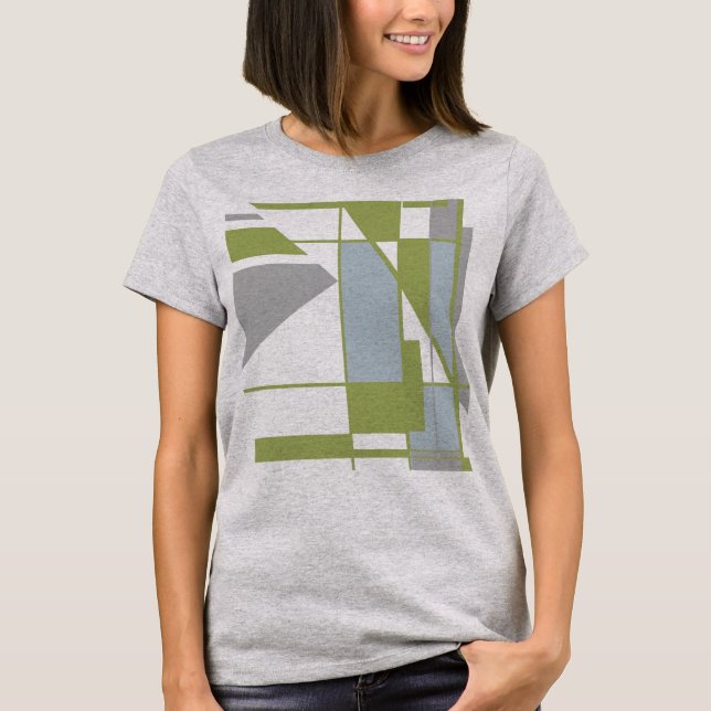 Contemporary Olive Grått Mosaic Geometric MCM-utse T Shirt (Framsida)