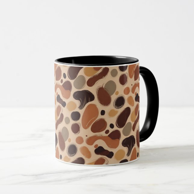 Contemporary Organic Pattern Mug – Earthy Tones Mugg (Framsida höger)