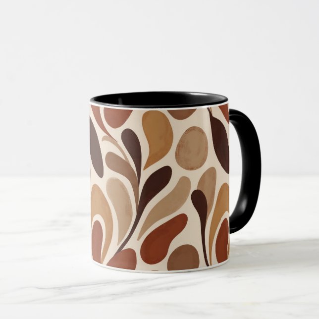 Contemporary Organic Pattern Mug – Earthy Tones Mugg (Framsida höger)
